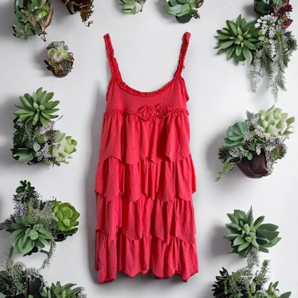 Binx Kids Girls Dress Sz 8 Luna Knit Layered Passionfruit Ruffles‎ NEW